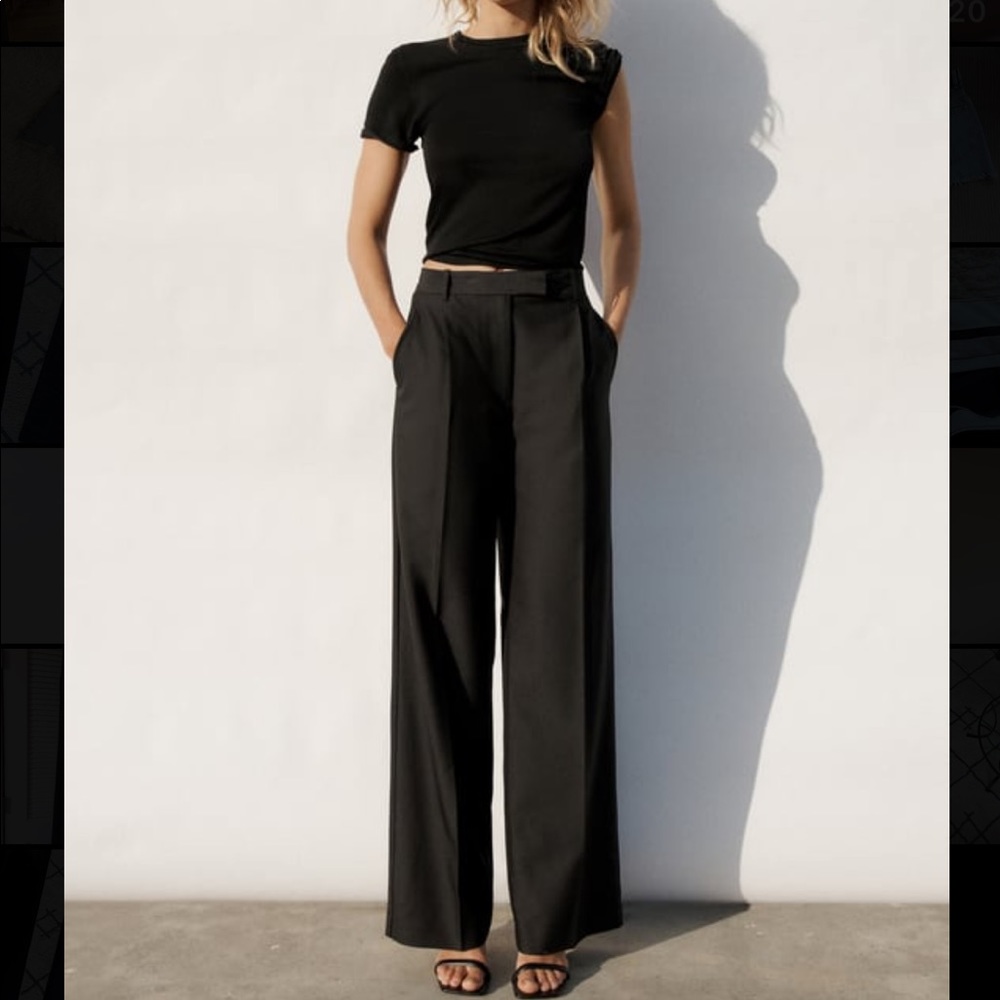 Black Zara Wide Leg Trousers